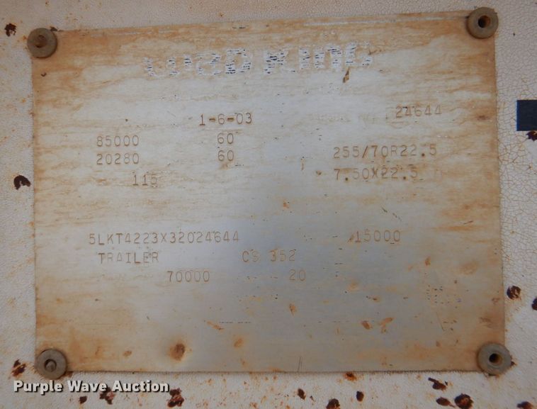 image for item DQ1868 2003 Load King  equipment trailer