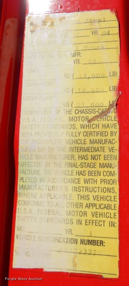 image for item DQ1874 2004 International 7400  dump truck