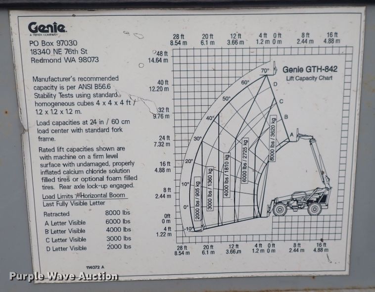 image for item DQ3085 2007 Genie GTH-842  telehandler