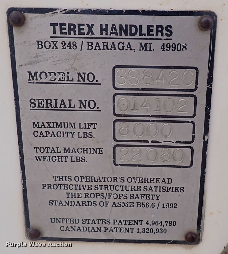 image for item DQ3086 2001 Terex SS842C Turbo  telehandler