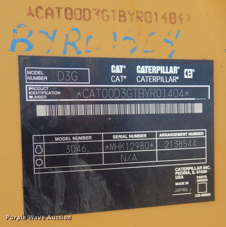 image for item DQ7265 2006 Caterpillar D3G LGP  dozer