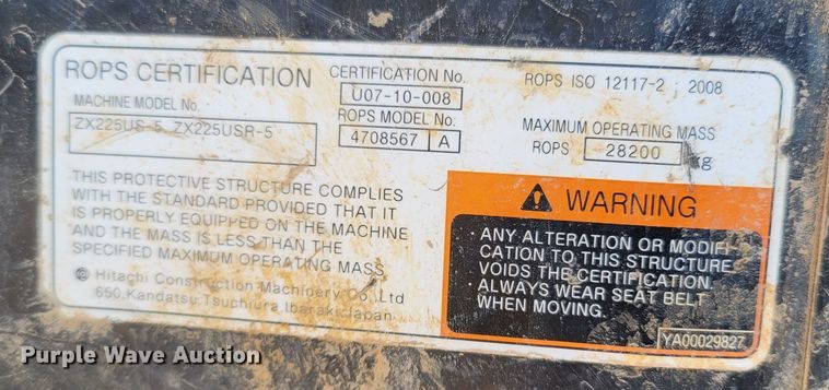 image for item DR3339 2014 Hitachi ZX245USLC-5N  excavator