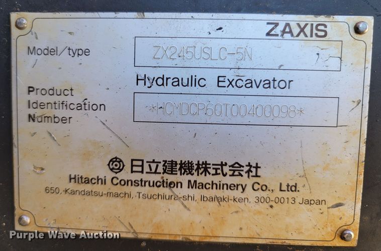 image for item DR3339 2014 Hitachi ZX245USLC-5N  excavator