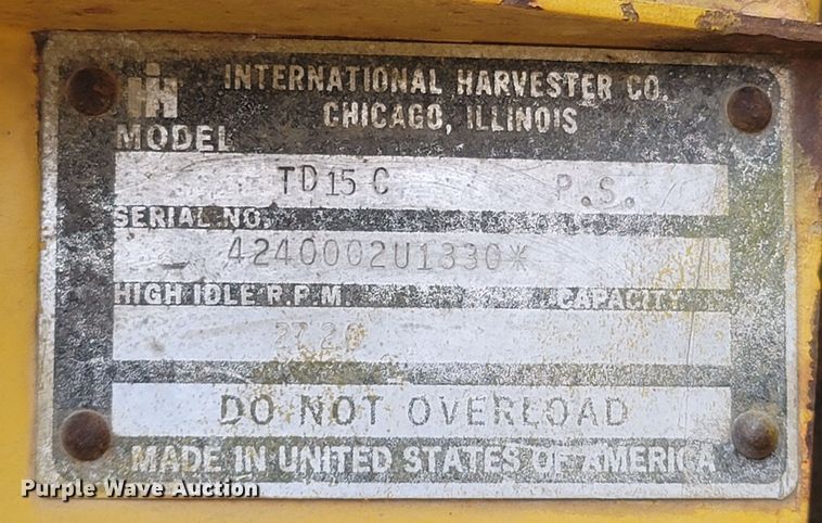 image for item DR3341 International TD15C  dozer