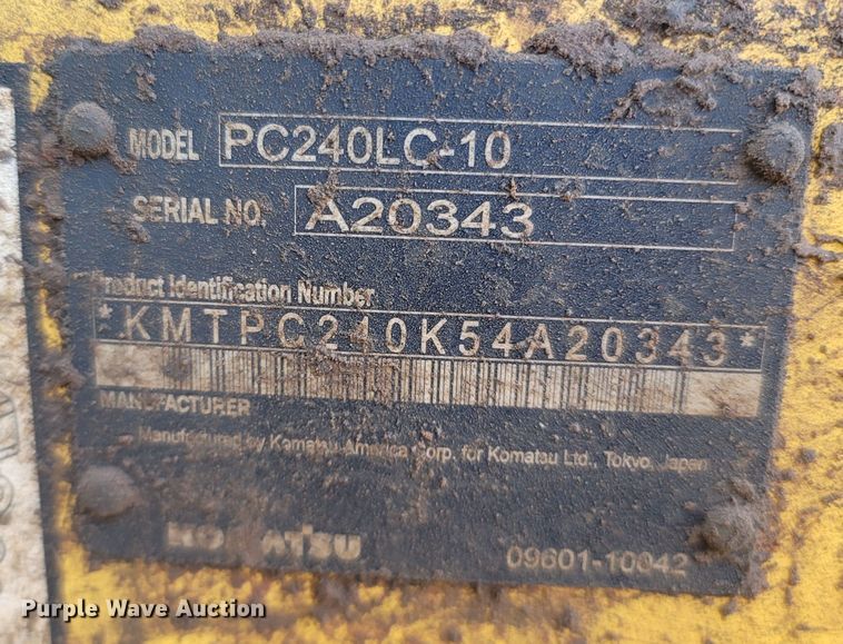 image for item DR3350 2013 Komatsu PC240LC-10  excavator