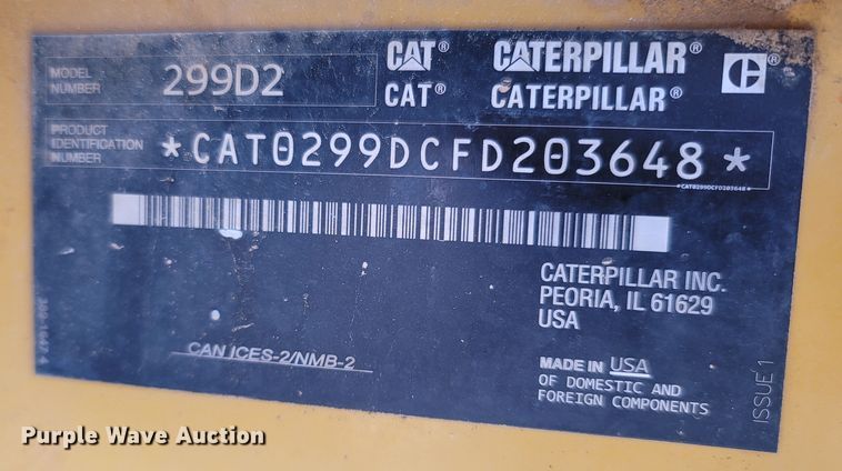 image for item DR3351 2018 Caterpillar 299D2  tracked skid steer loader
