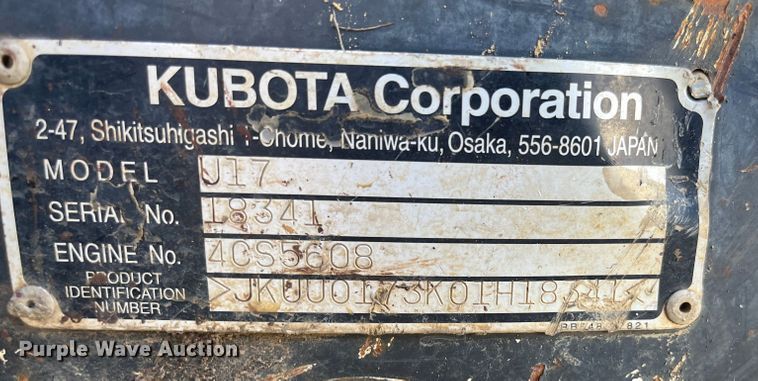 image for item DR7293 2013 Kubota U17  mini excavator