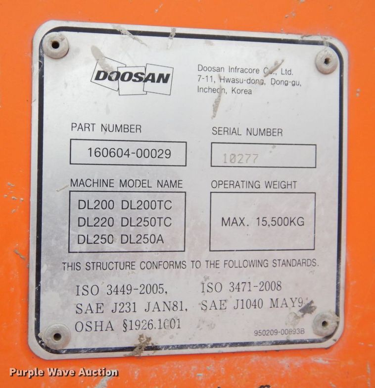 image for item DS1491 Doosan DL250  wheel loader