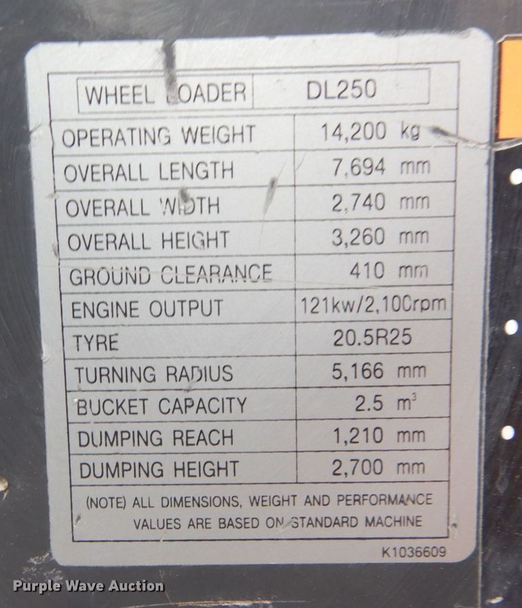 image for item DS1491 Doosan DL250  wheel loader