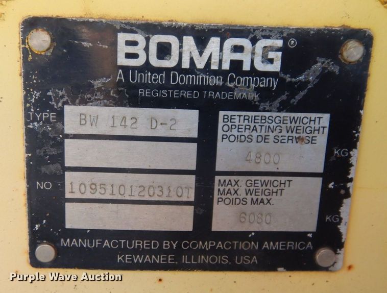 image for item DS1513 1996 Bomag BW142D-2  single drum roller