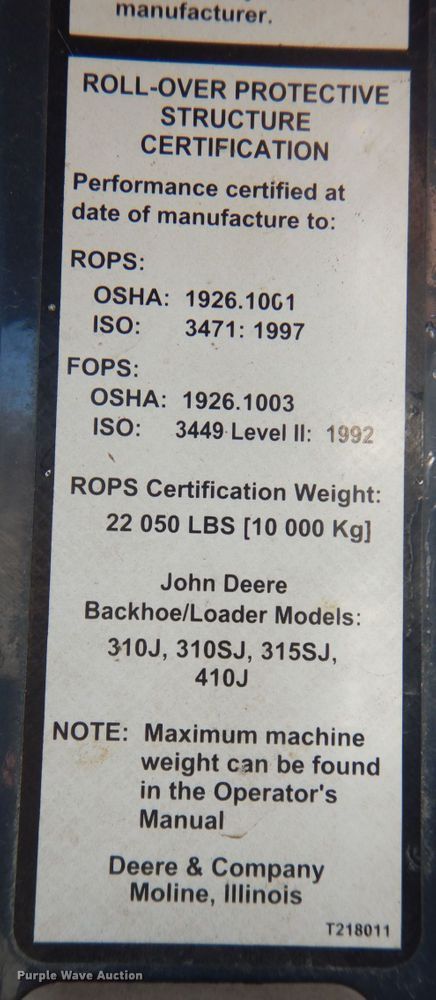 image for item DS8244 2008 John Deere 310SJ  backhoe