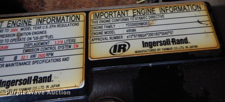 image for item JL9858 2004 Ingersoll Rand P185WR  air compressor