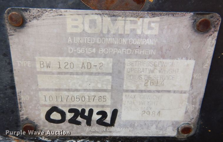 image for item JL9859 1995 Bomag BW120AD-2  double drum roller