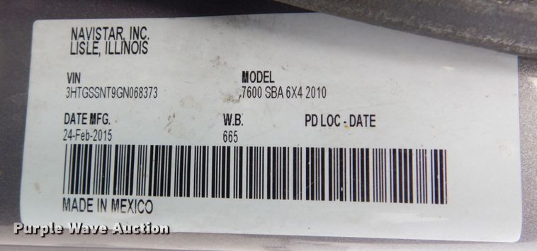 image for item JL9862 2016 International 7600  vacuum truck