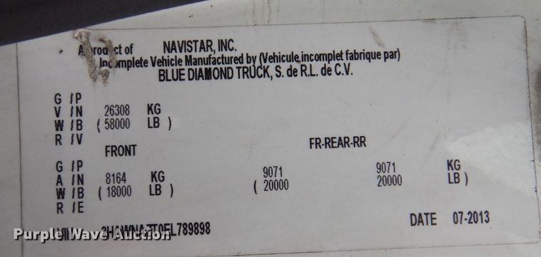 image for item JL9863 2014 International 7500  vacuum truck