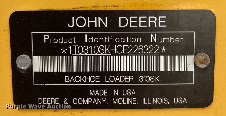 image for item JW9328 2012 John Deere 310SK  backhoe