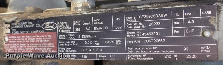 image for item JW9425 1997 Ford F800  crane truck