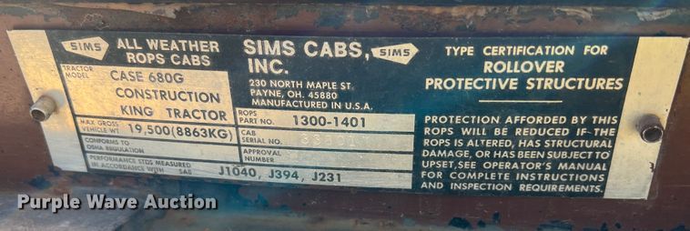 image for item KF9852 1979 Case 680G  backhoe