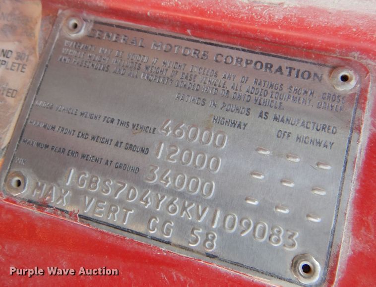 image for item KJ9148 1989 Chevrolet C70 dump truck