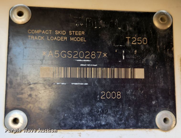 image for item MK9489 2008 Bobcat T250  tracked skid steer loader