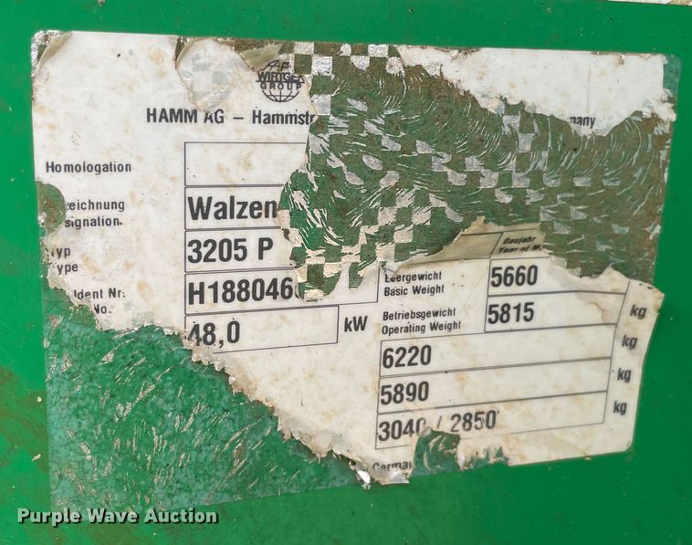 image for item MR9514 2011 Hamm 3205P  single drum vibratory roller