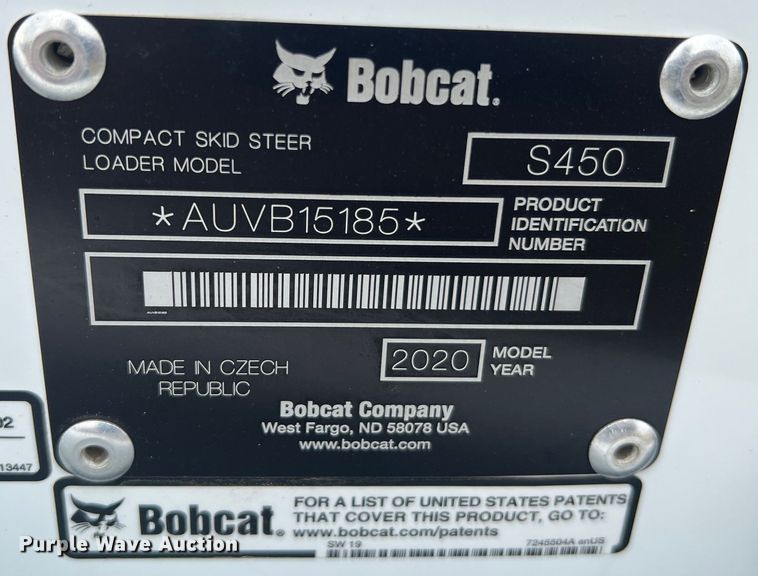 image for item MS9020 2020 Bobcat S450  skid steer loader