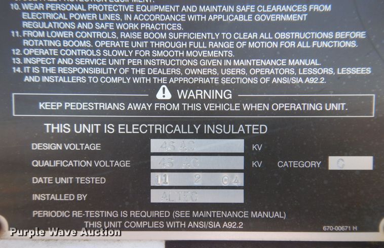 image for item MW9359 Altec  bucket truck bed