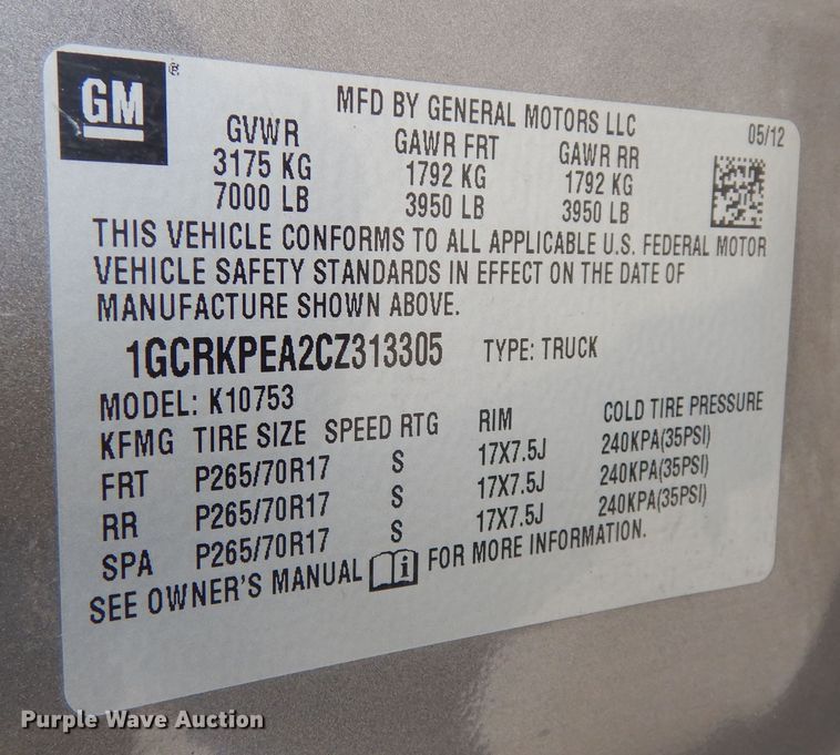 image for item DI6888 2012 Chevrolet Silverado 1500  Ext. Cab pickup truck