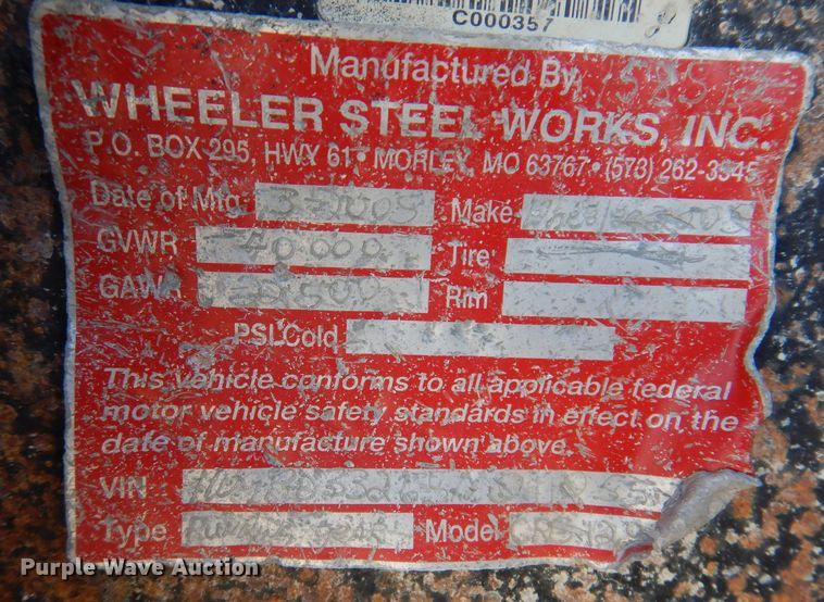 image for item DK2050 2005 Wheeler CRG1296C-102  end dump pup trailer