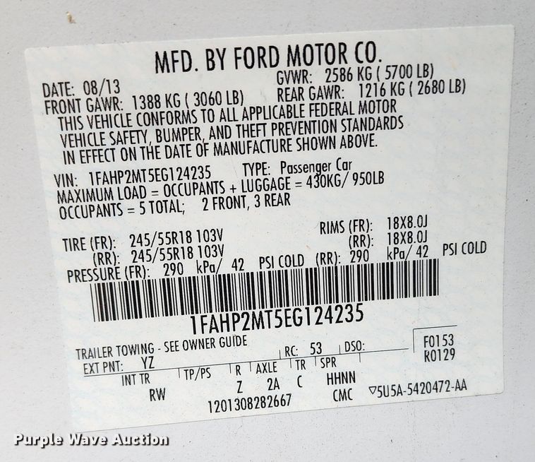 image for item DM4875 2014 Ford Taurus Police Interceptor