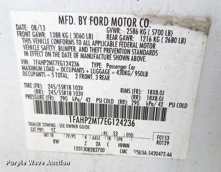 image for item DM4876 2014 Ford Taurus Police Interceptor