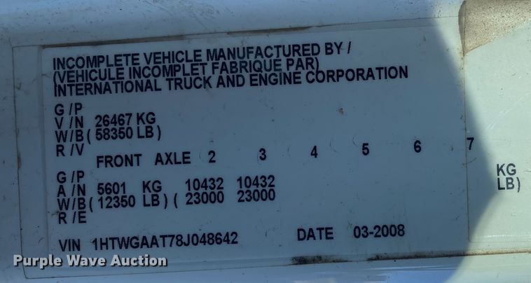 image for item IG9811 2008 International 7400 dump truck