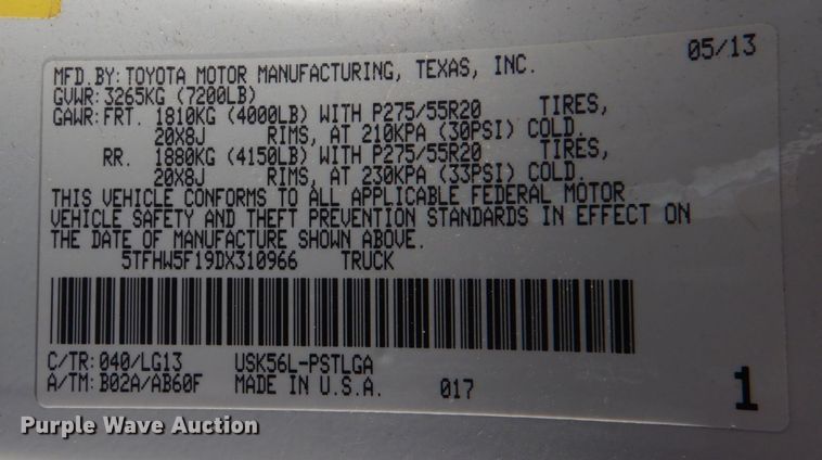 image for item IG9812 2013 Toyota Tundra Crew Cab pickup truck