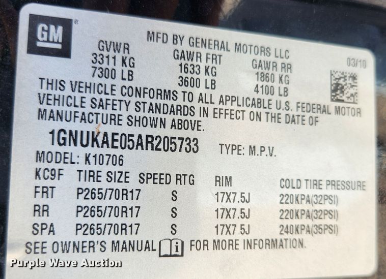 image for item JB9779 2010 Chevrolet Tahoe  SUV