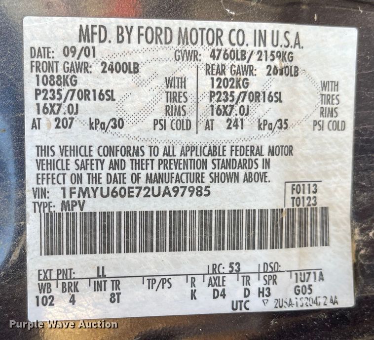 image for item JD9839 2002 Ford Explorer Sport  SUV