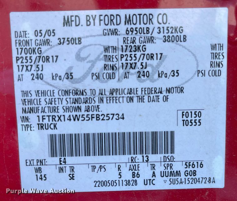 image for item JD9840 2005 Ford F150  SuperCab pickup truck