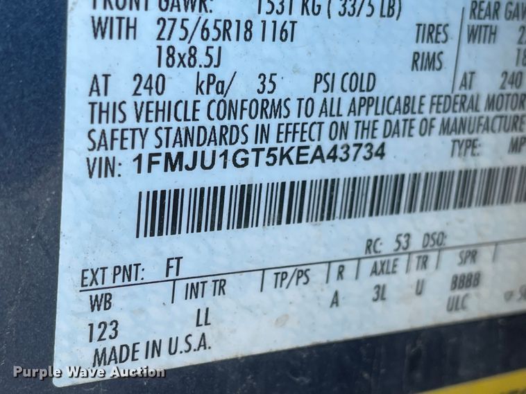 image for item JD9843 2019 Ford Expedition  SUV