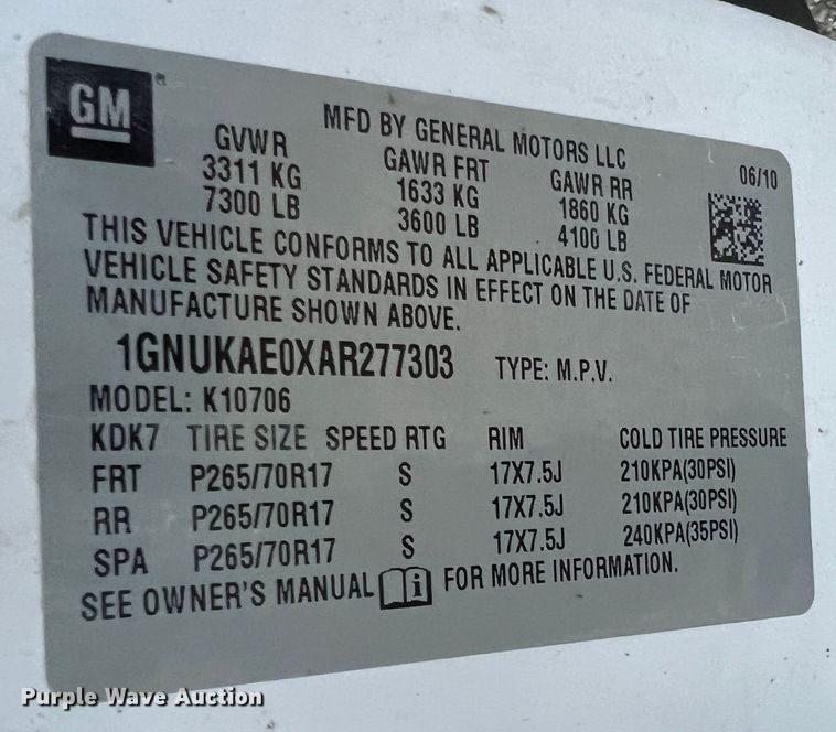 image for item JU9876 2010 Chevrolet Tahoe LS  SUV