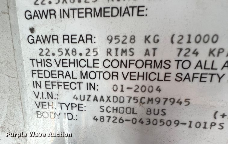 image for item KF9807 2005 Thomas  school bus