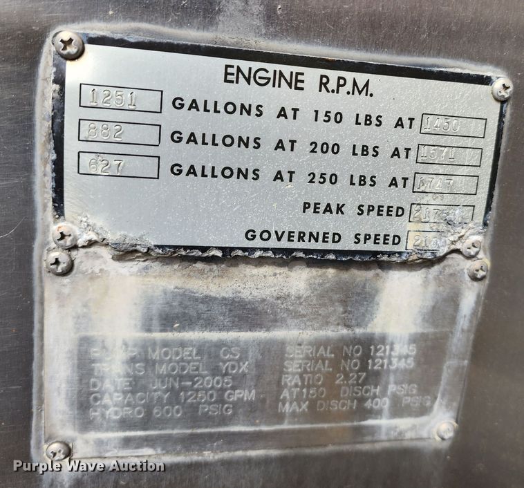 image for item KH9162 2005 Seagrave TR44DA  fire truck