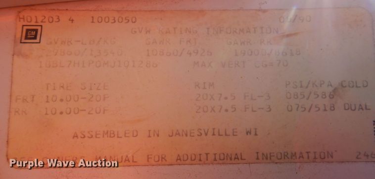 image for item KW9308 1991 Chevrolet Kodiak  dump truck