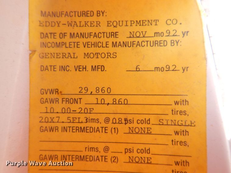 image for item KW9309 1992 GMC Kodiak  dump truck