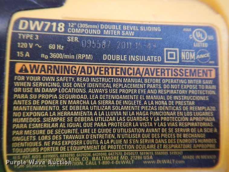 image for item KW9759 DeWalt DW718  miter saw