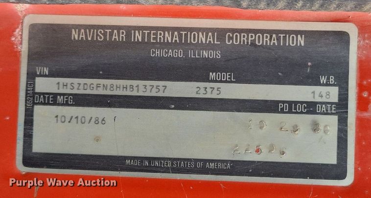 image for item LG9320 1987 International S2375  dump truck