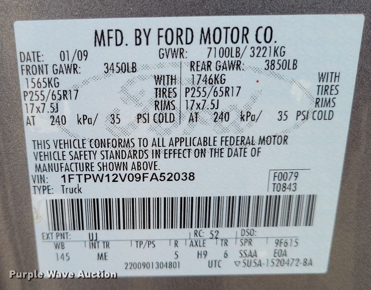 image for item LG9325 2009 Ford F150  SuperCrew pickup truck