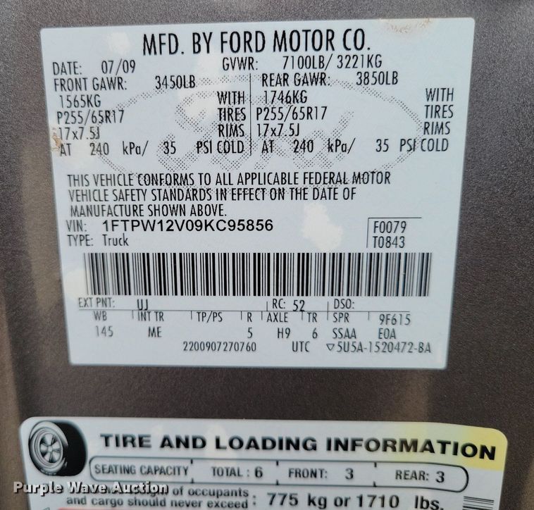 image for item LG9326 2009 Ford F150  SuperCrew pickup truck