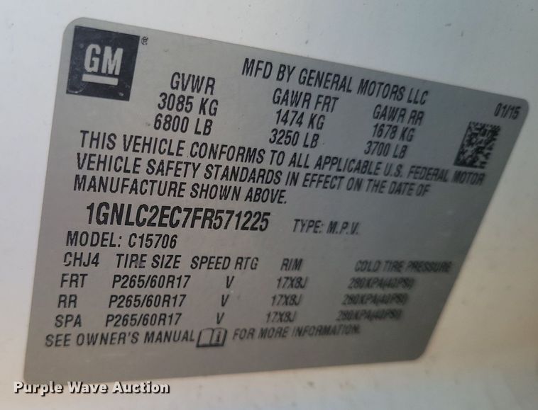 image for item LG9334 2015 Chevrolet Tahoe Police  SUV