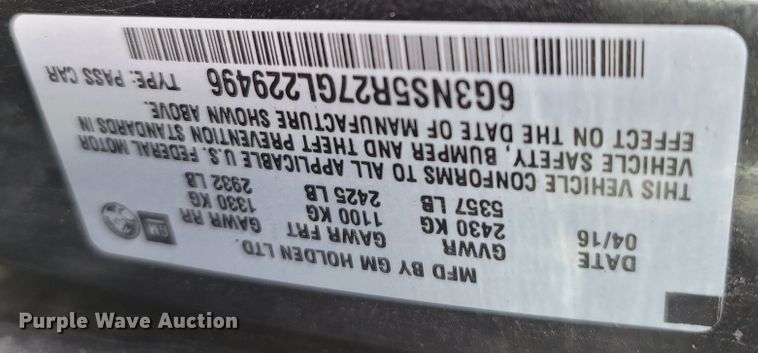 image for item LN9718 2016 Chevrolet Caprice Police