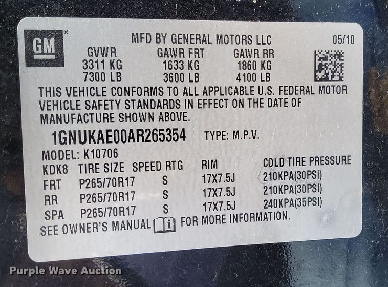 image for item MH9853 2010 Chevrolet Tahoe SUV