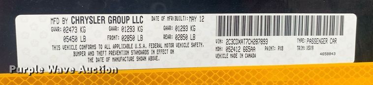 image for item MH9855 2012 Dodge Charger Police 